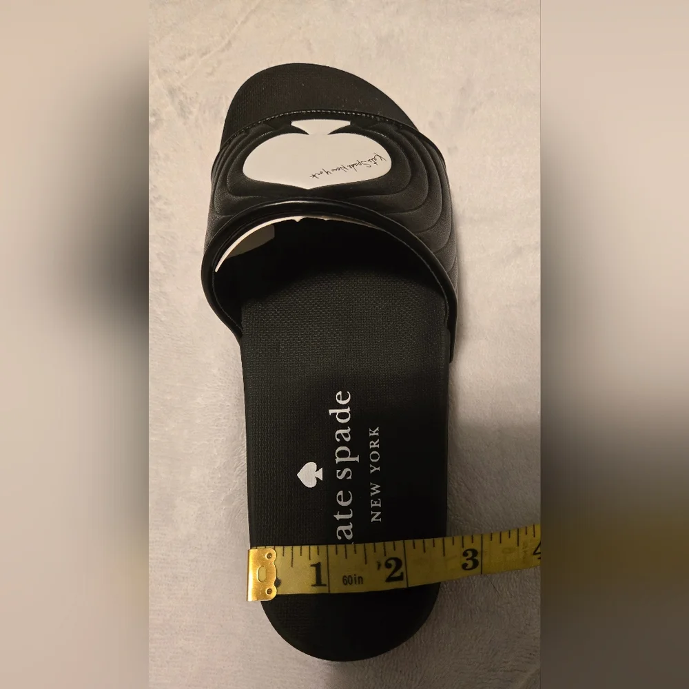 NWT Kate Spade New York Splash Pool Slide Smooth Leather Black/White Size 6
